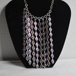 Premier Designs ARIZONA Southwestern Reversible 30" Blue/Brown Bib Necklace